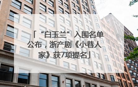 “白玉兰”入围名单公布，浙产剧《小巷人家》获7项提名