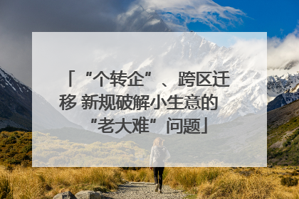 “个转企”、跨区迁移 新规破解小生意的“老大难”问题