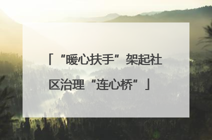 “暖心扶手”架起社区治理“连心桥”