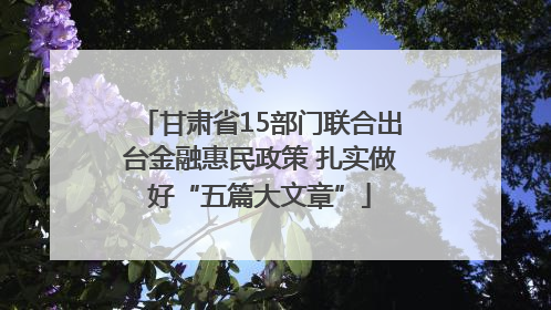 甘肃省15部门联合出台金融惠民政策 扎实做好“五篇大文章”