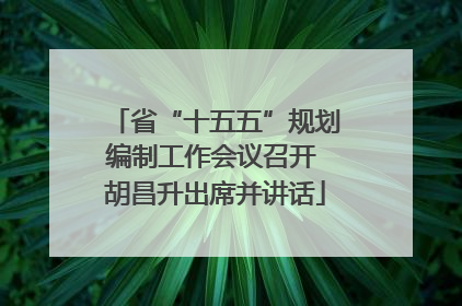 省“十五五”规划编制工作会议召开 胡昌升出席并讲话