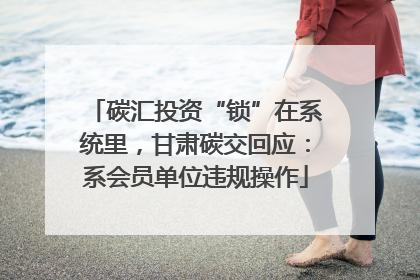 碳汇投资“锁”在系统里，甘肃碳交回应：系会员单位违规操作