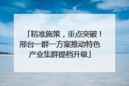 精准施策，重点突破！邢台一群一方案推动特色产业集群提档升级