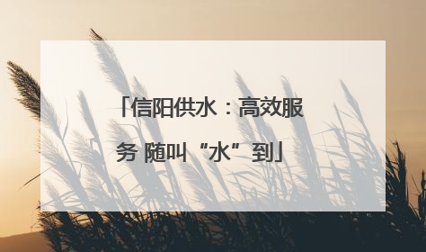 信阳供水：高效服务 随叫“水”到