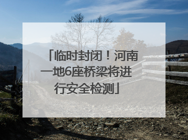 临时封闭！河南一地6座桥梁将进行安全检测