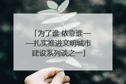 为了谁 依靠谁——扎实推进文明城市建设系列谈之一