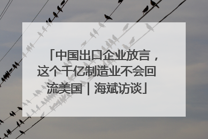 中国出口企业放言，这个千亿制造业不会回流美国｜海斌访谈