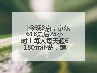 今晚8点，京东618最后28小时！每人每天超6180元补贴，错过等明年！