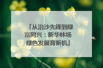 从治沙先锋到绿富同兴：新华林场绿色发展育新机