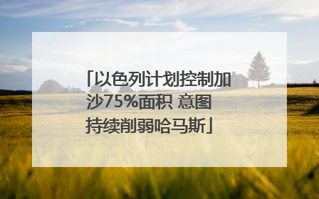 以色列计划控制加沙75%面积 意图持续削弱哈马斯