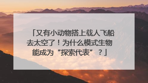 又有小动物搭上载人飞船去太空了！为什么模式生物能成为“探索代表”？
