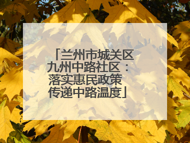 兰州市城关区九州中路社区：落实惠民政策 传递中路温度
