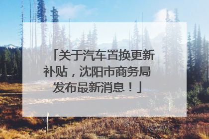 关于汽车置换更新补贴，沈阳市商务局发布最新消息！
