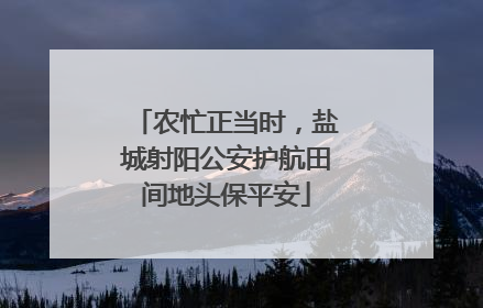 农忙正当时，盐城射阳公安护航田间地头保平安