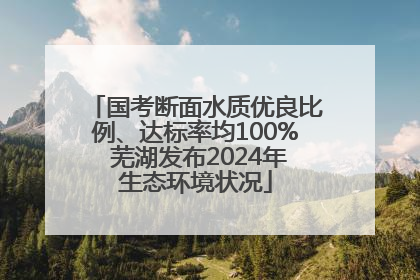 国考断面水质优良比例、达标率均100% 芜湖发布2024年生态环境状况