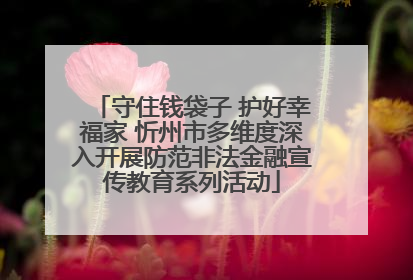守住钱袋子 护好幸福家 忻州市多维度深入开展防范非法金融宣传教育系列活动