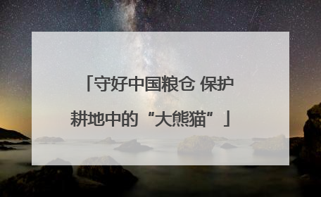 守好中国粮仓 保护耕地中的“大熊猫”
