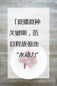 夏播夏种关键期，范县释放强劲“水动力”