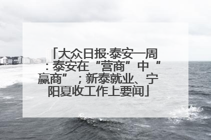 大众日报·泰安一周：泰安在“营商”中“赢商”；新泰就业、宁阳夏收工作上要闻