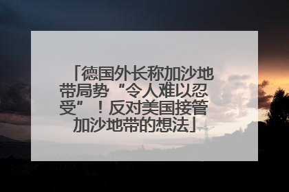 德国外长称加沙地带局势“令人难以忍受”！反对美国接管加沙地带的想法