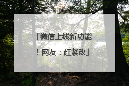 微信上线新功能！网友：赶紧改