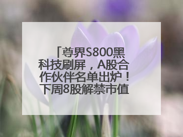 尊界S800黑科技刷屏，A股合作伙伴名单出炉！下周8股解禁市值超10亿元