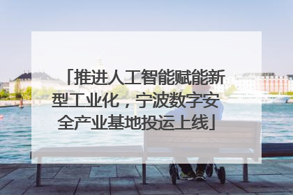 推进人工智能赋能新型工业化，宁波数字安全产业基地投运上线