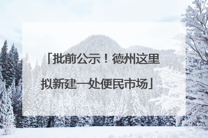 批前公示！德州这里拟新建一处便民市场