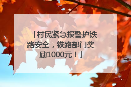 村民紧急报警护铁路安全，铁路部门奖励1000元！