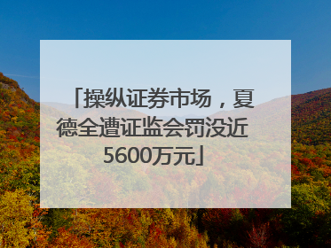 操纵证券市场，夏德全遭证监会罚没近5600万元