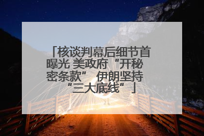 核谈判幕后细节首曝光 美政府“开秘密条款” 伊朗坚持“三大底线”