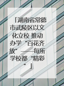湖南省常德市武陵区以文化立校 推动办学“百花齐放”——每所学校都“精彩”