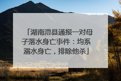 湖南澧县通报一对母子落水身亡事件：均系溺水身亡，排除他杀