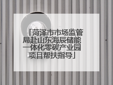 菏泽市市场监管局赴山东海辰储能一体化零碳产业园项目帮扶指导