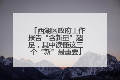 西湖区政府工作报告“含新量”超足，其中读懂这三个“新”最重要