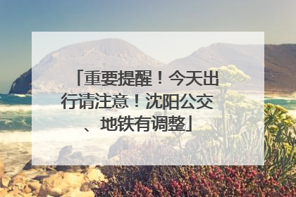 重要提醒！今天出行请注意！沈阳公交、地铁有调整