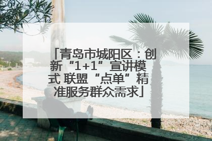 青岛市城阳区：创新“1+1”宣讲模式 联盟“点单”精准服务群众需求
