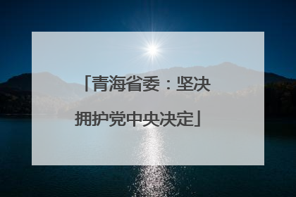 青海省委：坚决拥护党中央决定