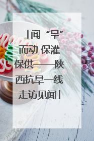 闻“旱”而动 保灌保供——陕西抗旱一线走访见闻