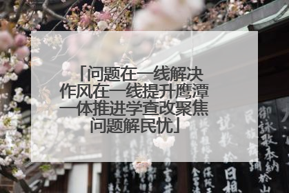 问题在一线解决 作风在一线提升鹰潭一体推进学查改聚焦问题解民忧