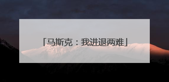 马斯克：我进退两难