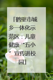 鹤壁市城乡一体化示范区：儿童健康“五小”宣传进校园