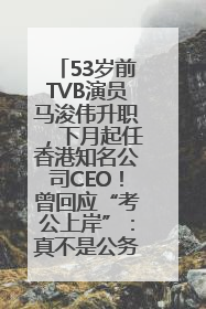 53岁前TVB演员马浚伟升职，下月起任香港知名公司CEO！曾回应“考公上岸”：真不是公务员
